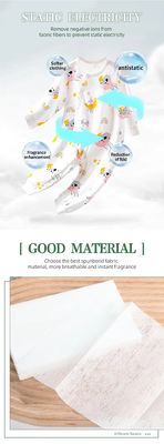 Natural Plant Fabric Softener Dryer Sheets Wrinkle Reduction Long Lasting Scent