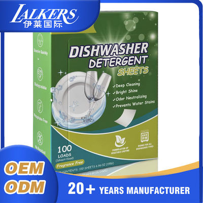 Biodegradable Dishwasher Detergent Sheets Customizable Lalkers Fresh Scent